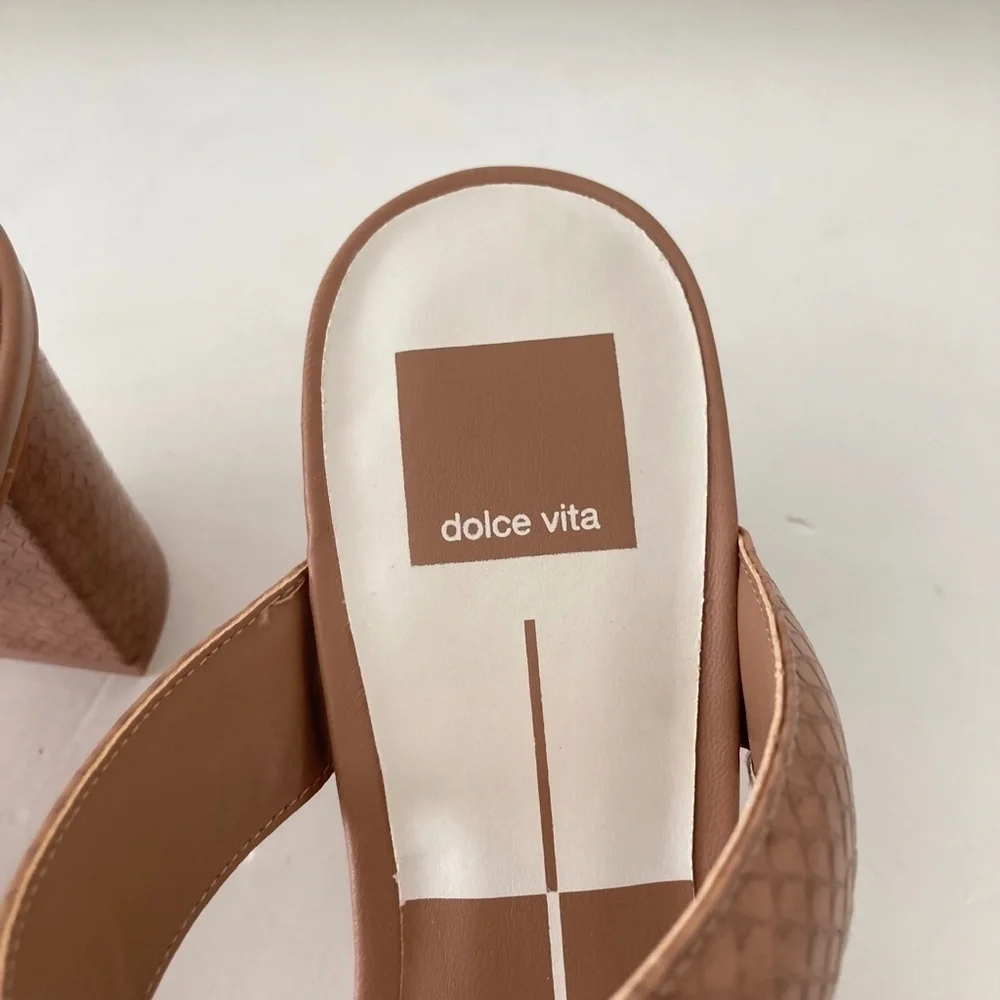 NWOT Dolce Vita Pascoe Square Toe Brown Snake Print Heels Sz 8.5